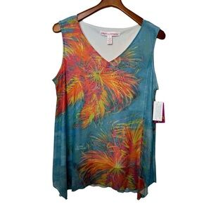 Leoma Lovegrove Embellished Palm Tank Turquoise NWT XL